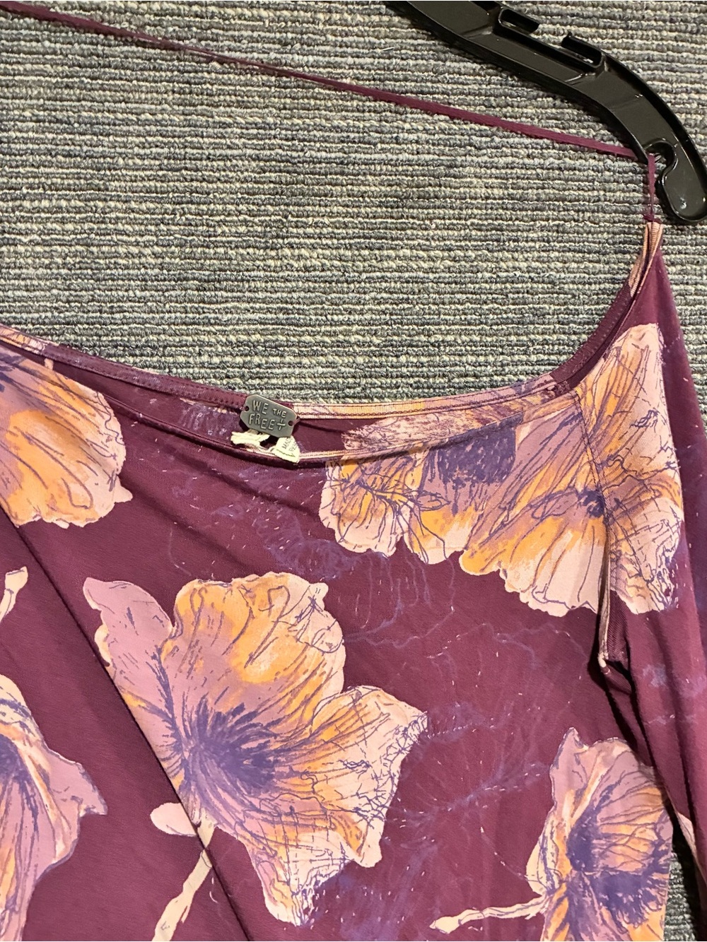 Free People Women's Floral Bell-Sleeve Top - Burgundy - Picture 4 of 11